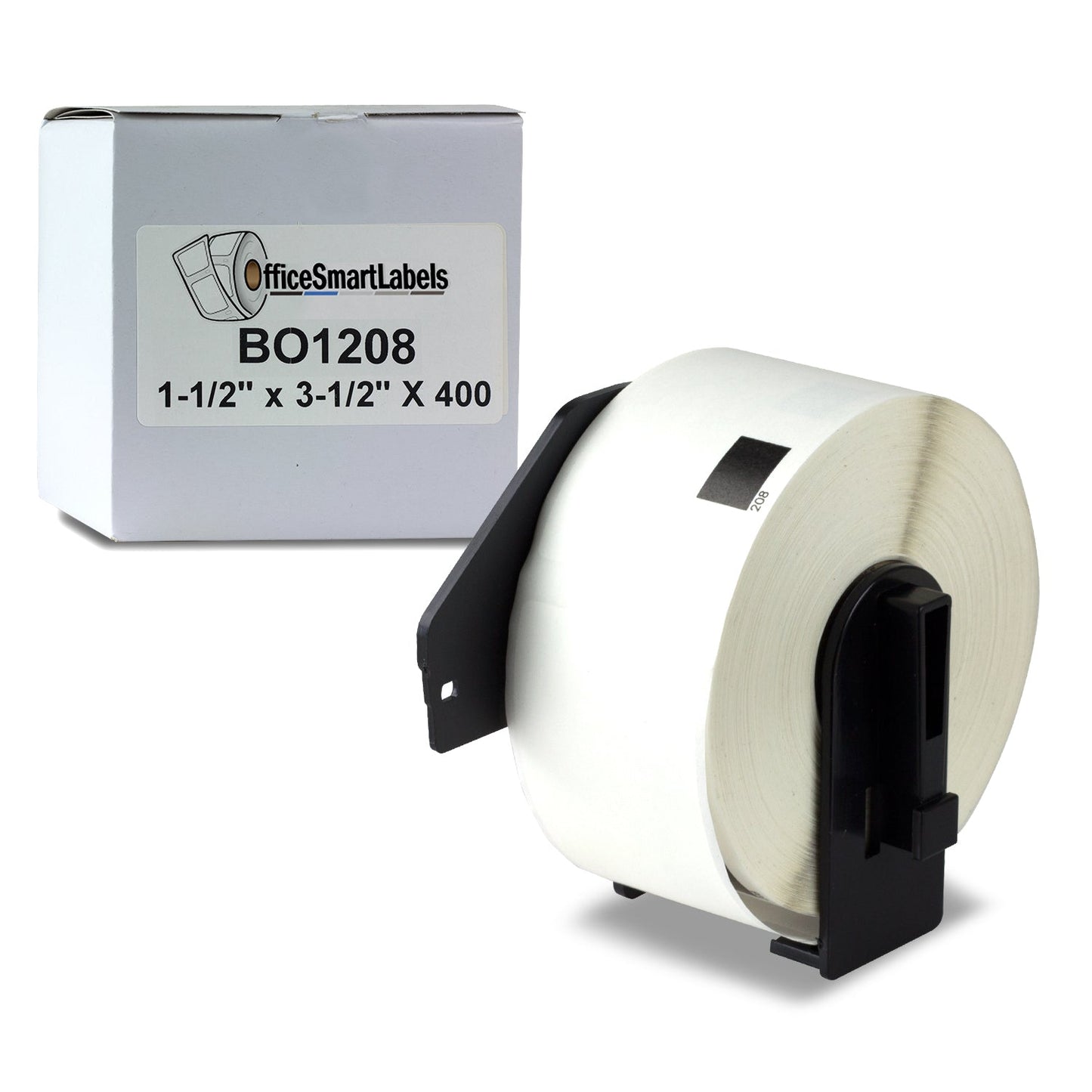 1.5 x 3.5in Drop-In Label Rolls: Brother Compatible DK-1208 Permanent Cartridge