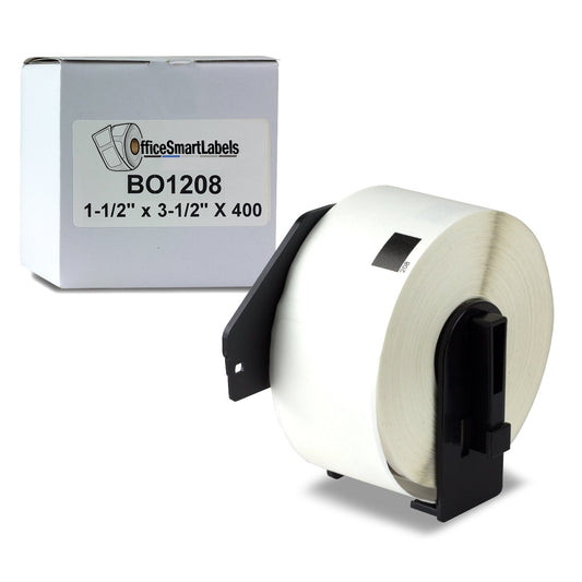 1.5 x 3.5in Drop-In Label Rolls: Brother Compatible DK-1208 Permanent Cartridge