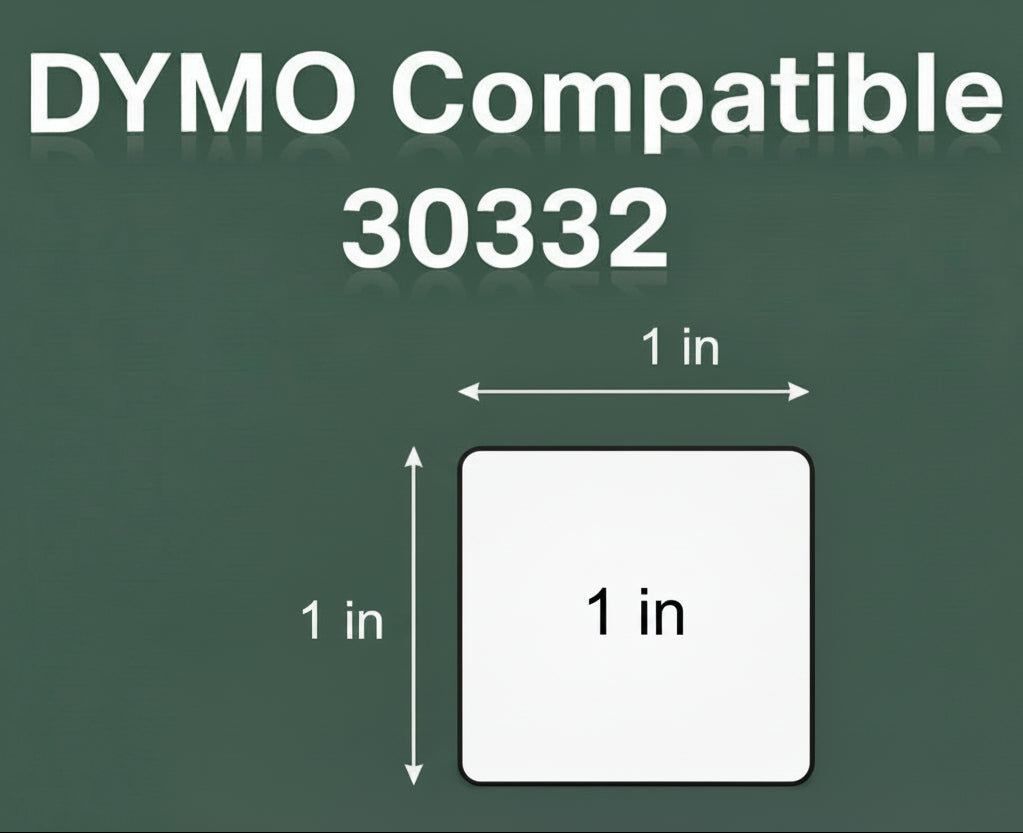 1 x 1in Mini Multipurpose Labels: Dymo Compatible 30332 Bright White