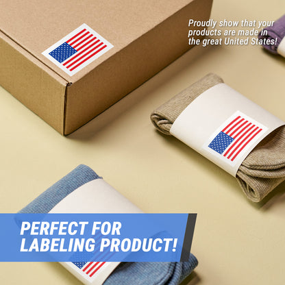 3 x 2in Stickers: USA Flag Made in USA Label Roll