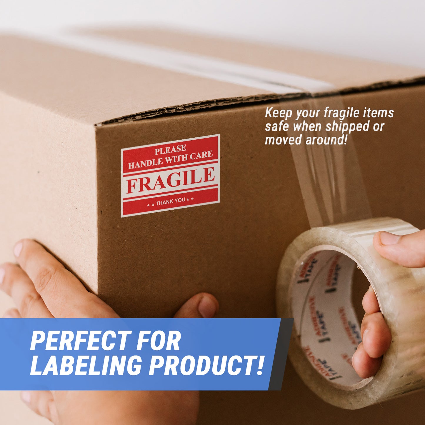 3 x 2in Stickers: Fragile Handle with Care Shipping Label Roll