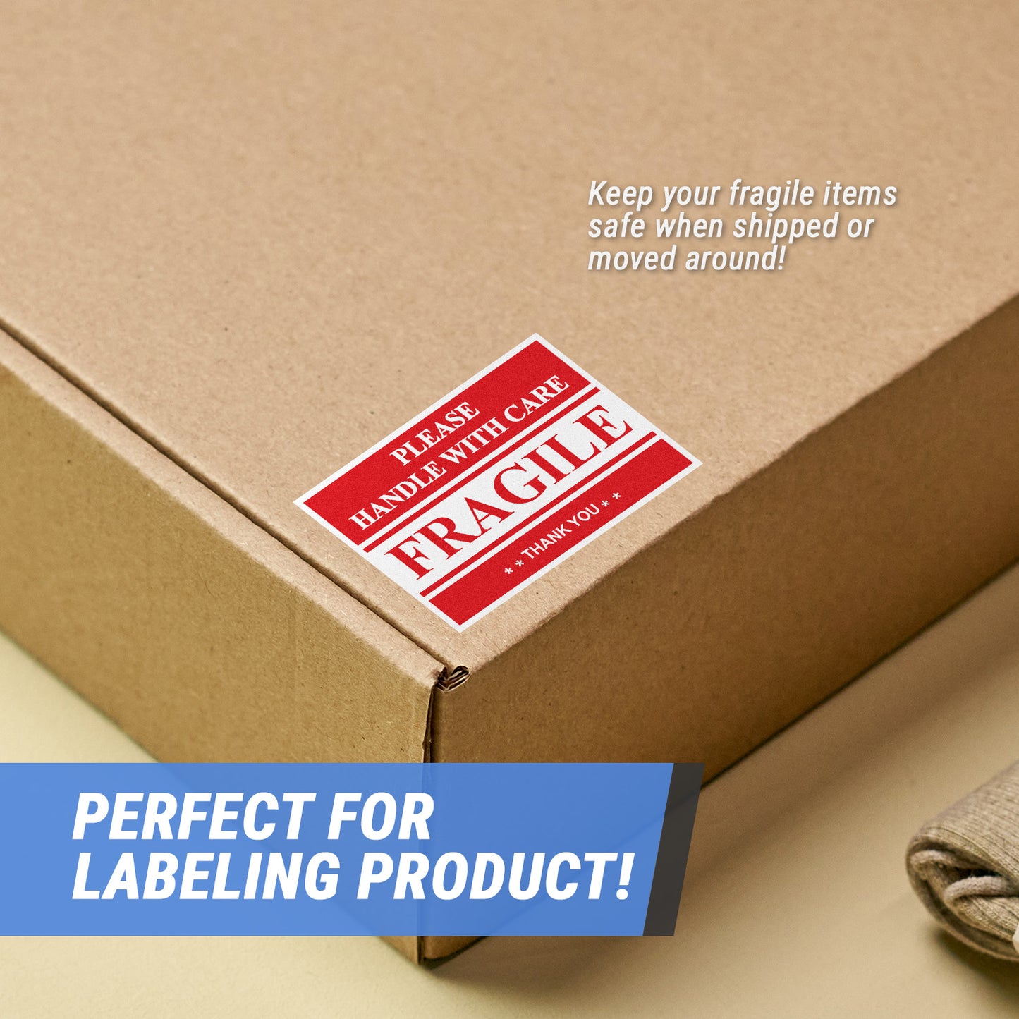 3 x 2in Stickers: Fragile Handle with Care Shipping Label Roll