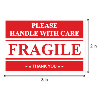 3 x 2in Stickers: Fragile Handle with Care Shipping Label Roll