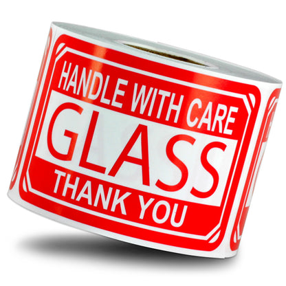 3 x 2in Stickers: Glass Handle with Care Shipping Label Roll