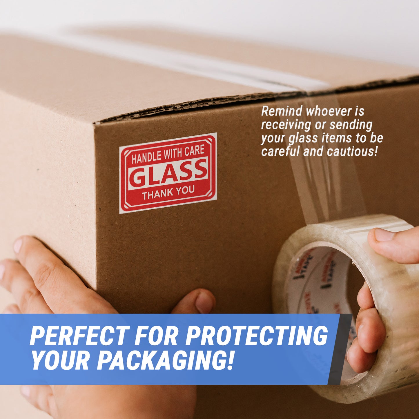 3 x 2in Stickers: Glass Handle with Care Shipping Label Roll