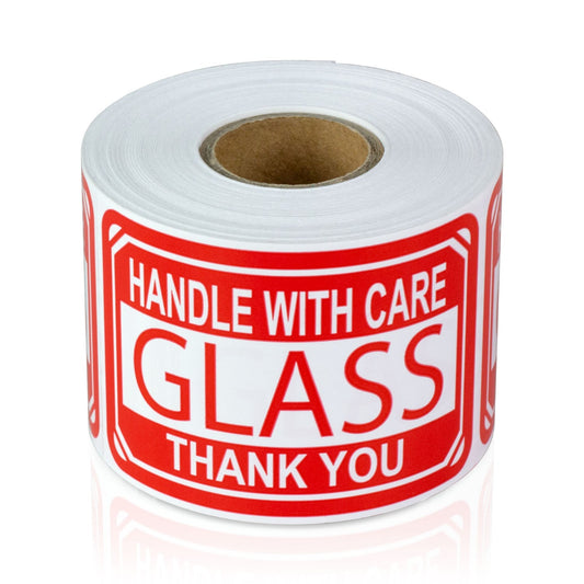 3 x 2in Stickers: Glass Handle with Care Shipping Label Roll