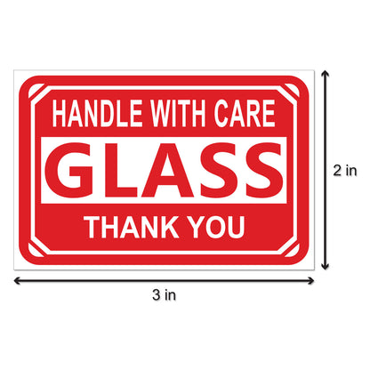 3 x 2in Stickers: Glass Handle with Care Shipping Label Roll