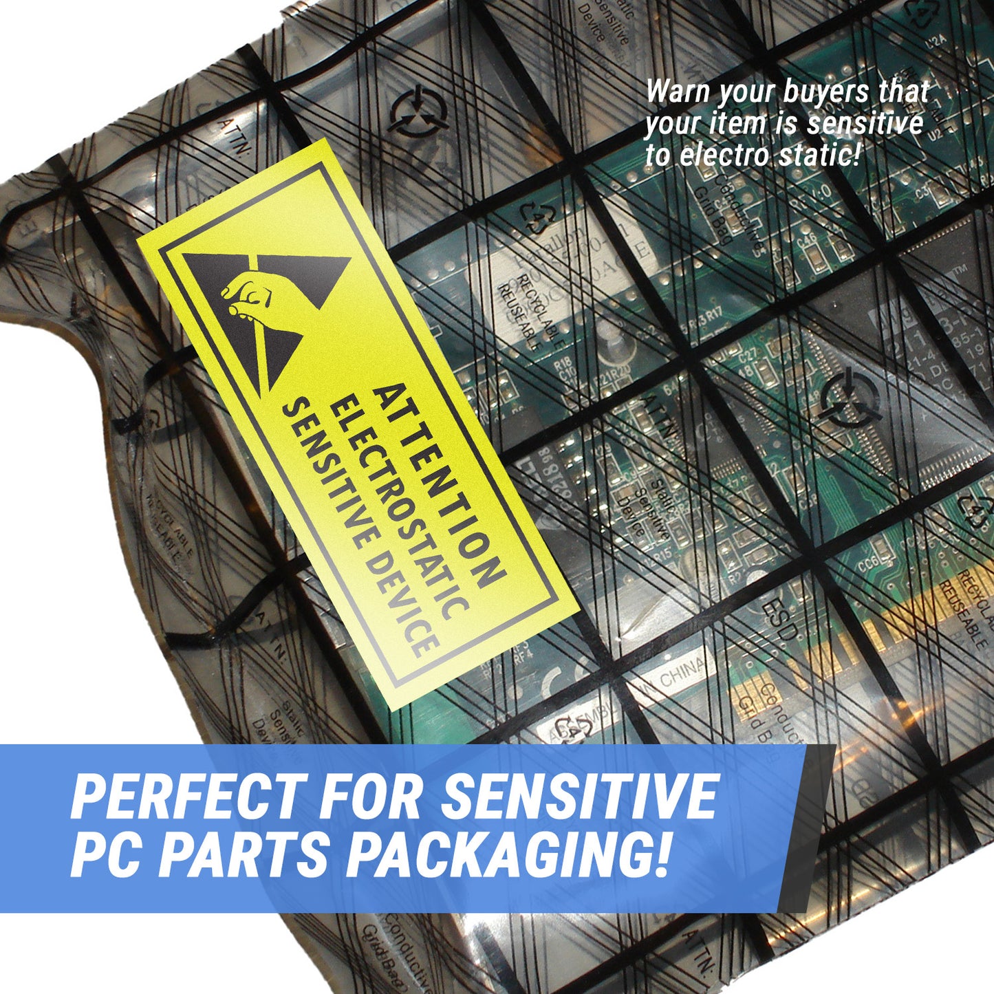 2.5 x 1in Stickers: Electrostatic Sensitive Devices Warning Labels