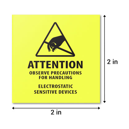 2 x 2in Stickers: Electrostatic Sensitive Devices Warning Label Roll