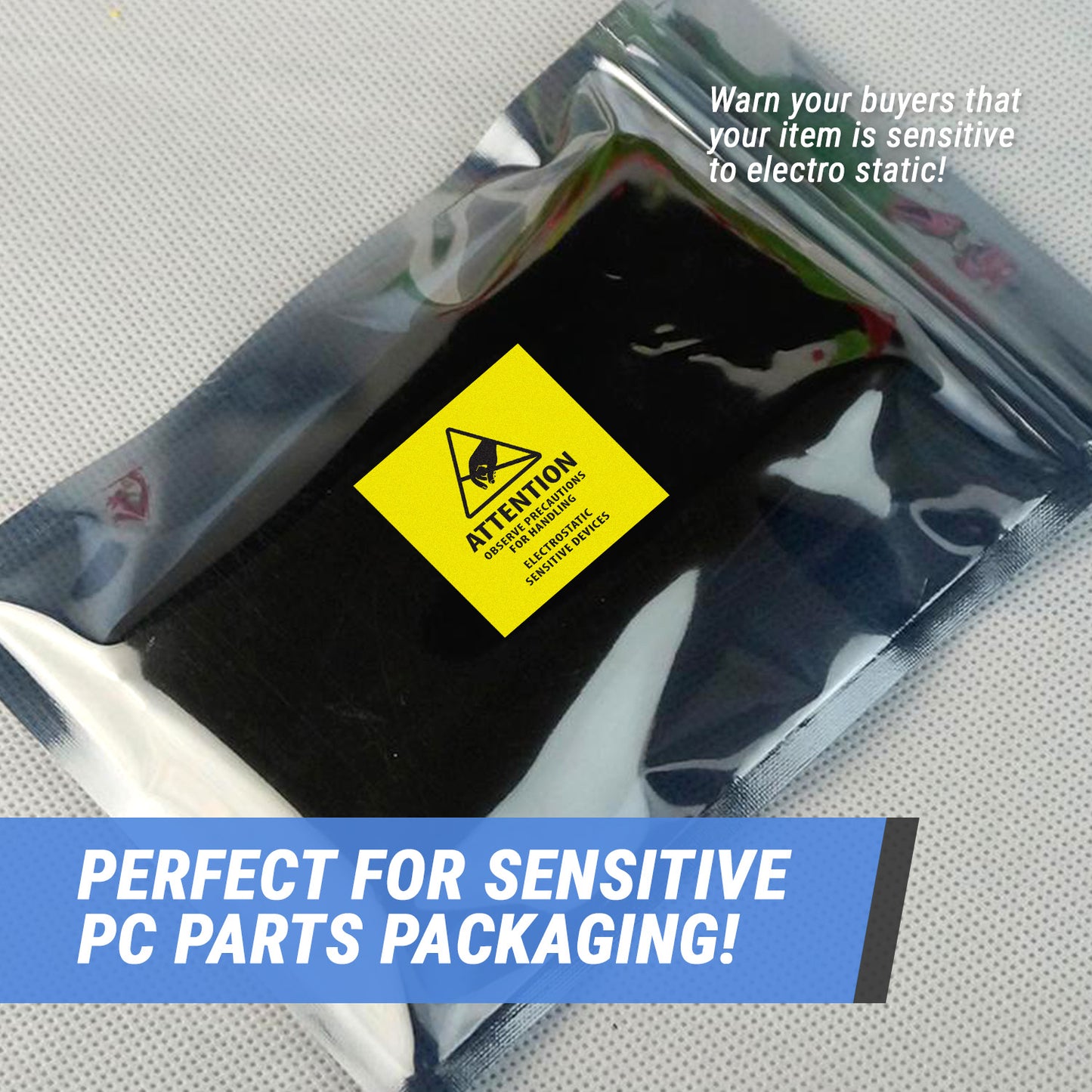 2 x 2in Stickers: Electrostatic Sensitive Devices Warning Label Roll