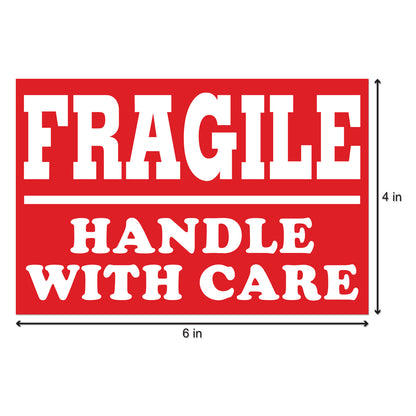 6 x 4in Stickers: Fragile Handle with Care Shipping Labels