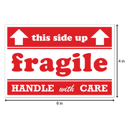 6 x 4in Stickers: Fragile Handle with Care This Side Up Labels