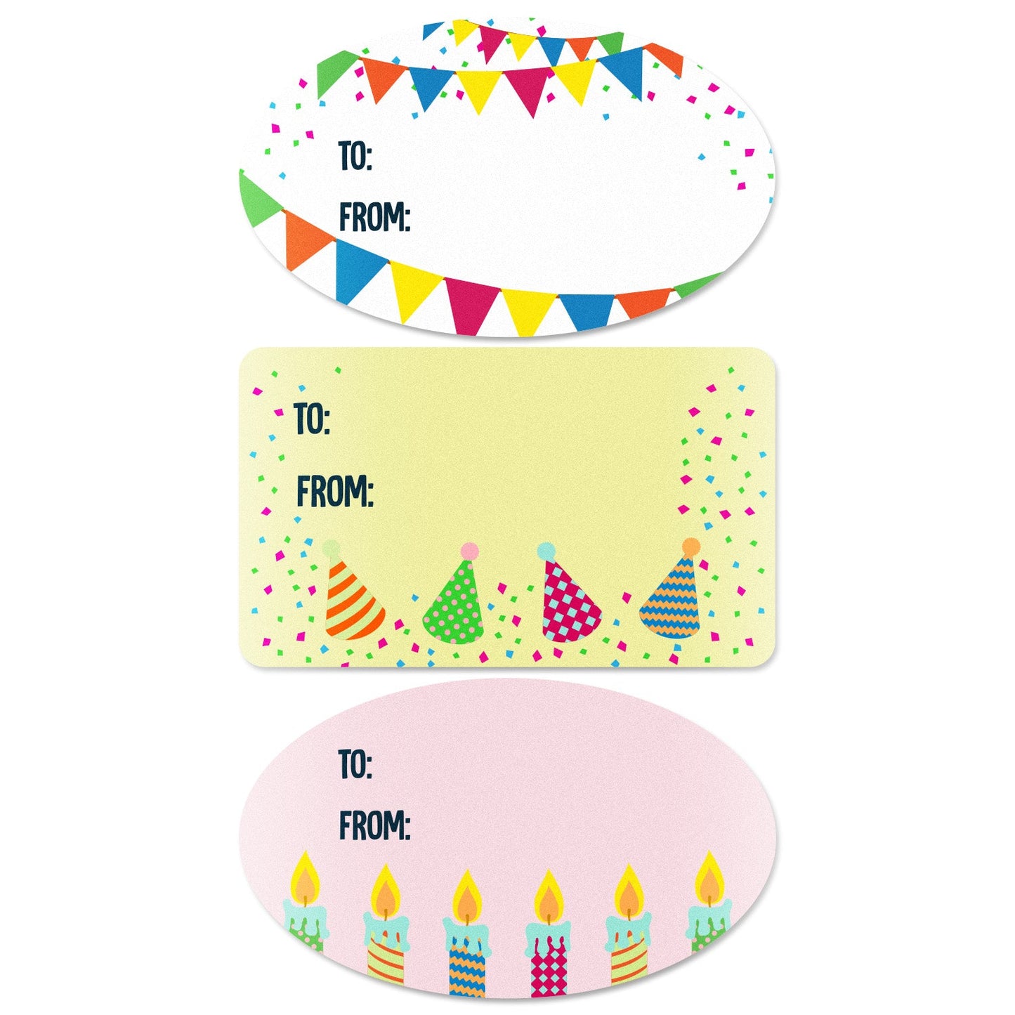 2.5 x 1.5in Stickers: Birthday Gift Tag Labels 3 Designs