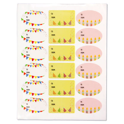 2.5 x 1.5in Stickers: Birthday Gift Tag Labels 3 Designs