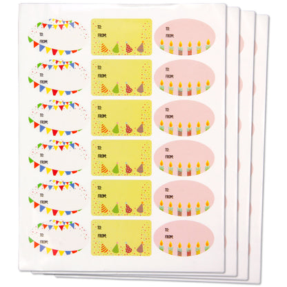 2.5 x 1.5in Stickers: Birthday Gift Tag Labels 3 Designs