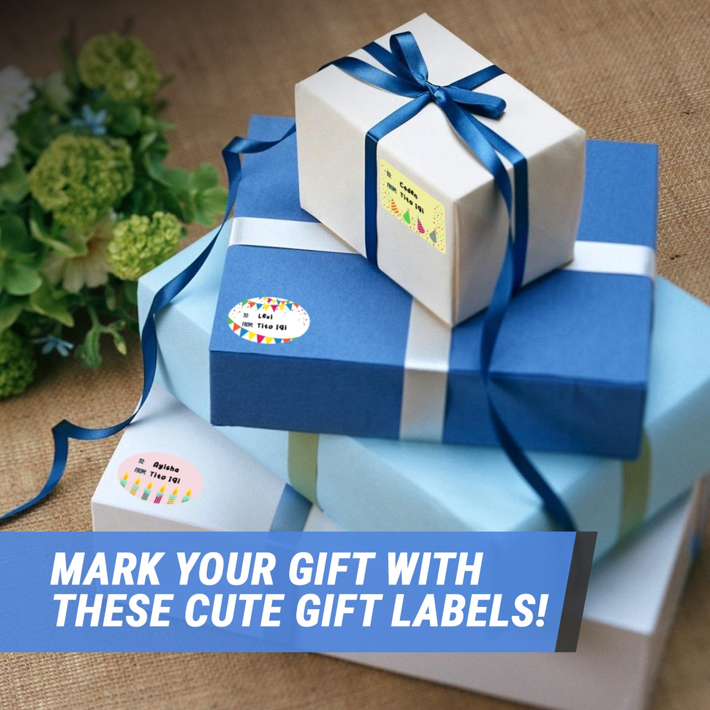 2.5 x 1.5in Stickers: Birthday Gift Tag Labels 3 Designs