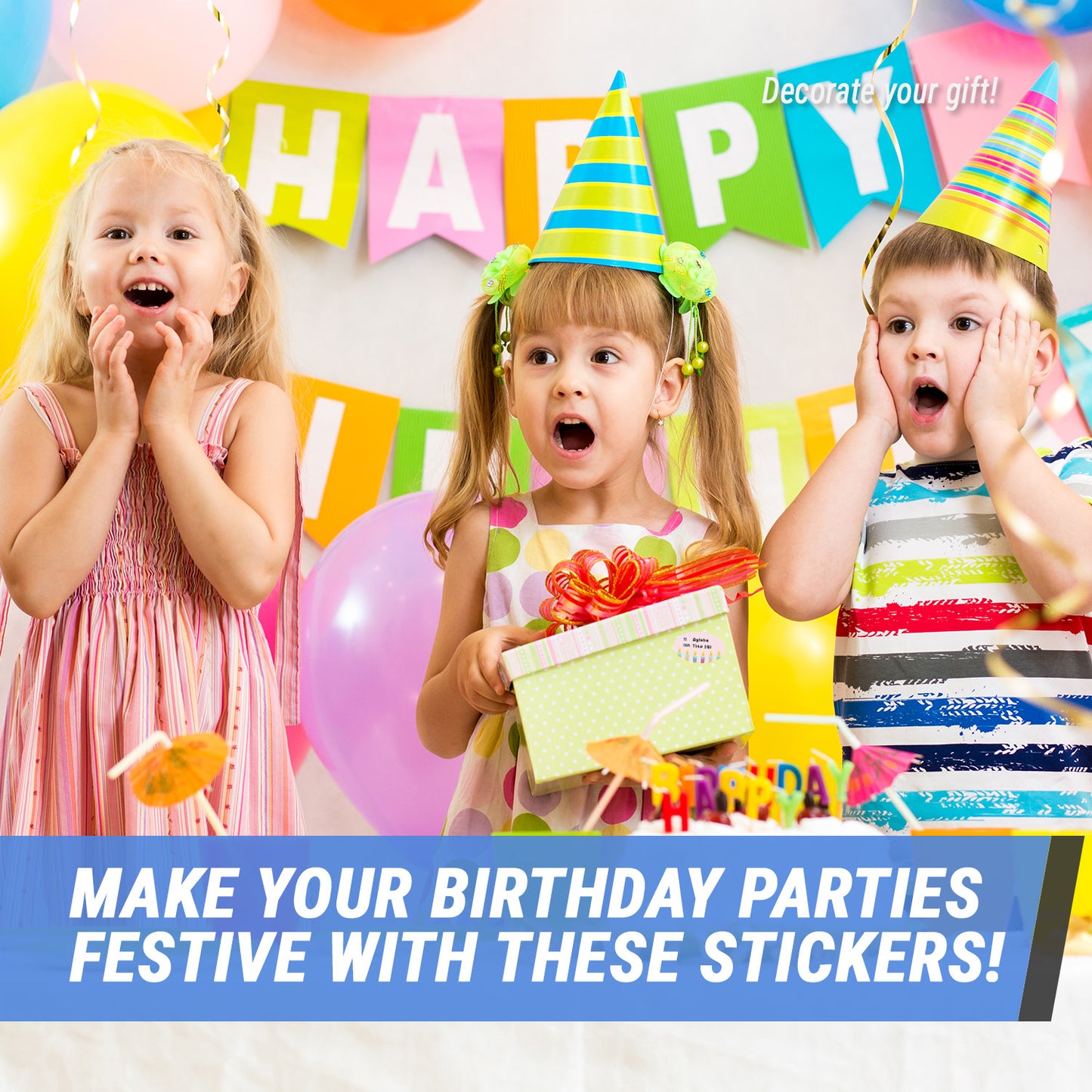 2.5 x 1.5in Stickers: Birthday Gift Tag Labels 3 Designs
