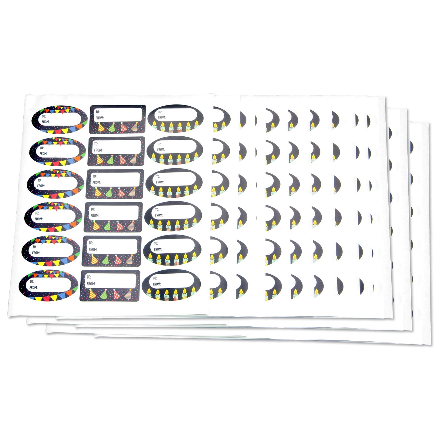 2.5 x 1.5in Stickers: Black Birthday Gift Tag Labels 3 Designs