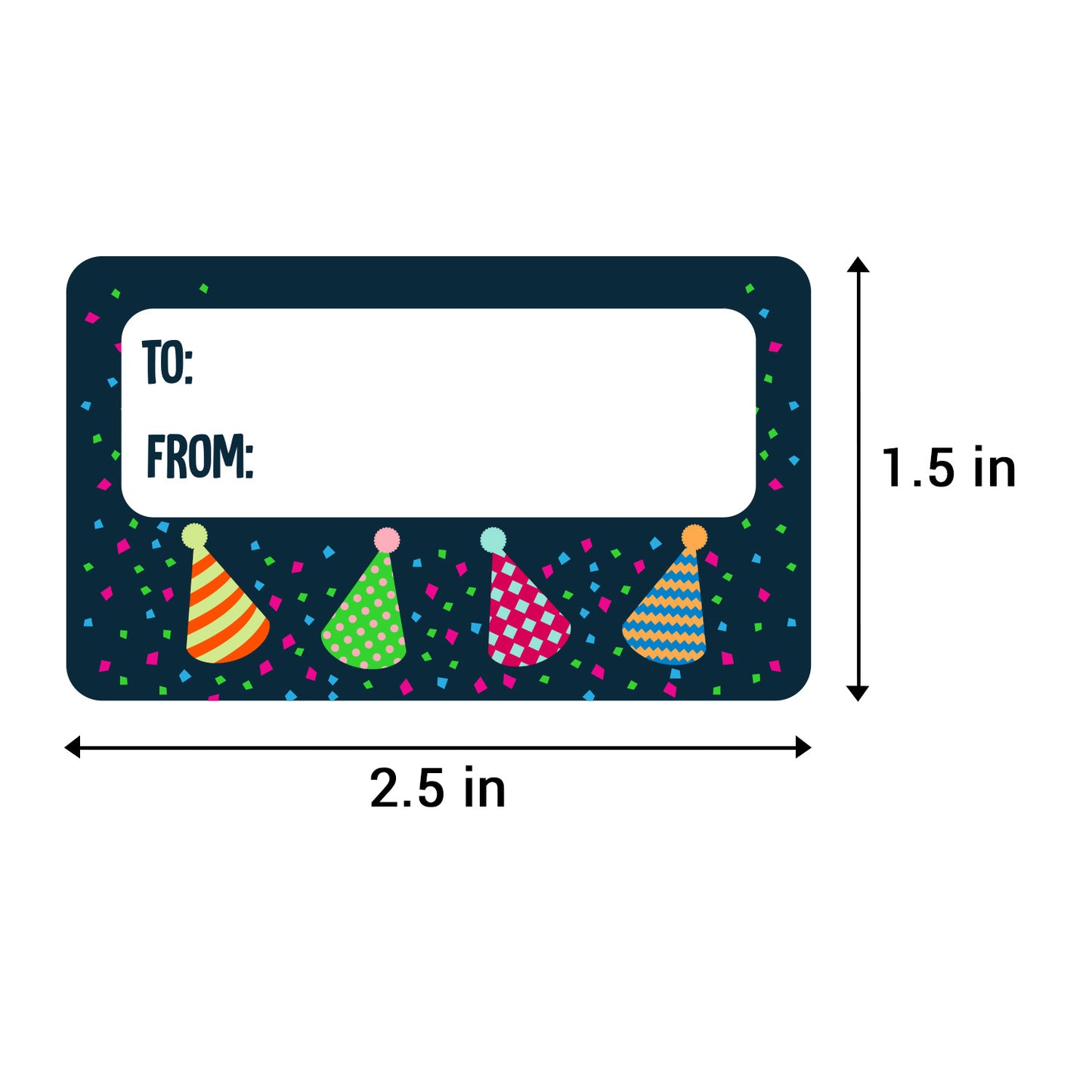 2.5 x 1.5in Stickers: Black Birthday Gift Tag Labels 3 Designs