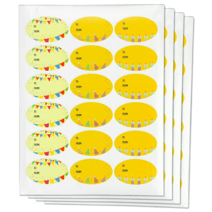 2.5 x 1.5in Stickers: Yellow Birthday Gift Tag Labels 3 Designs