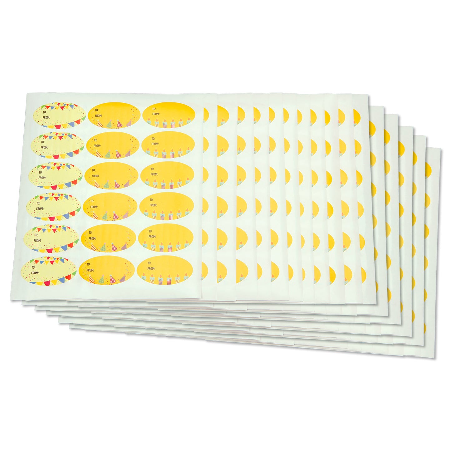 2.5 x 1.5in Stickers: Yellow Birthday Gift Tag Labels 3 Designs