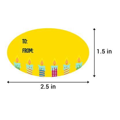 2.5 x 1.5in Stickers: Yellow Birthday Gift Tag Labels 3 Designs