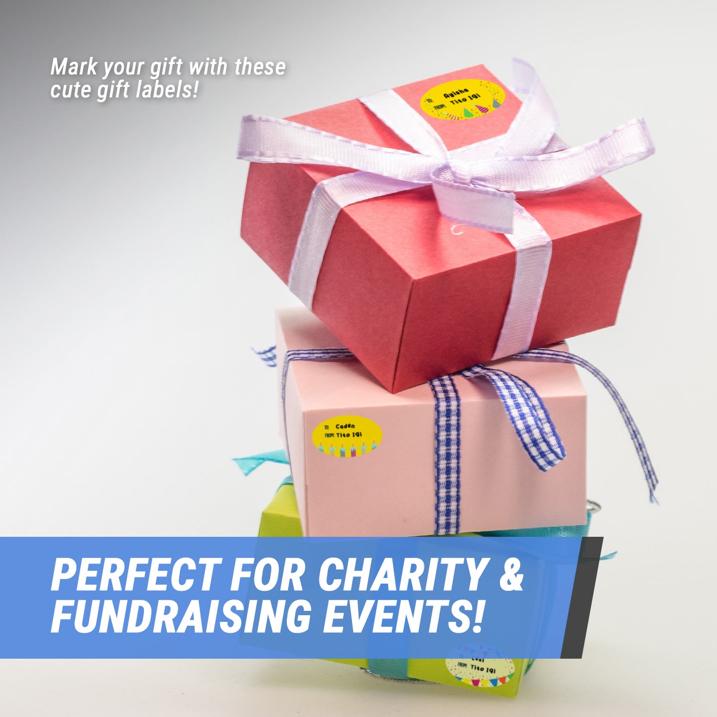 2.5 x 1.5in Stickers: Yellow Birthday Gift Tag Labels 3 Designs