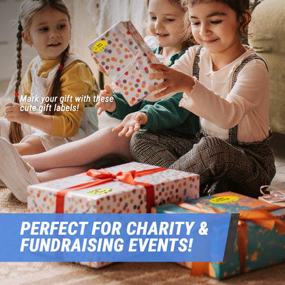 2.5 x 1.5in Stickers: Yellow Birthday Gift Tag Labels 3 Designs