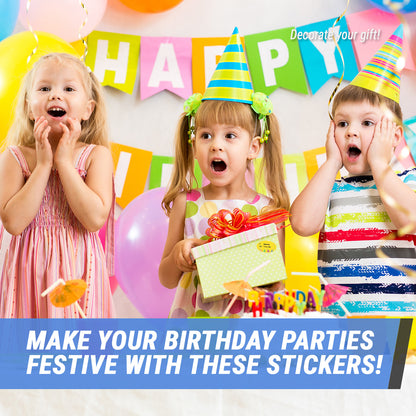 2.5 x 1.5in Stickers: Yellow Birthday Gift Tag Labels 3 Designs