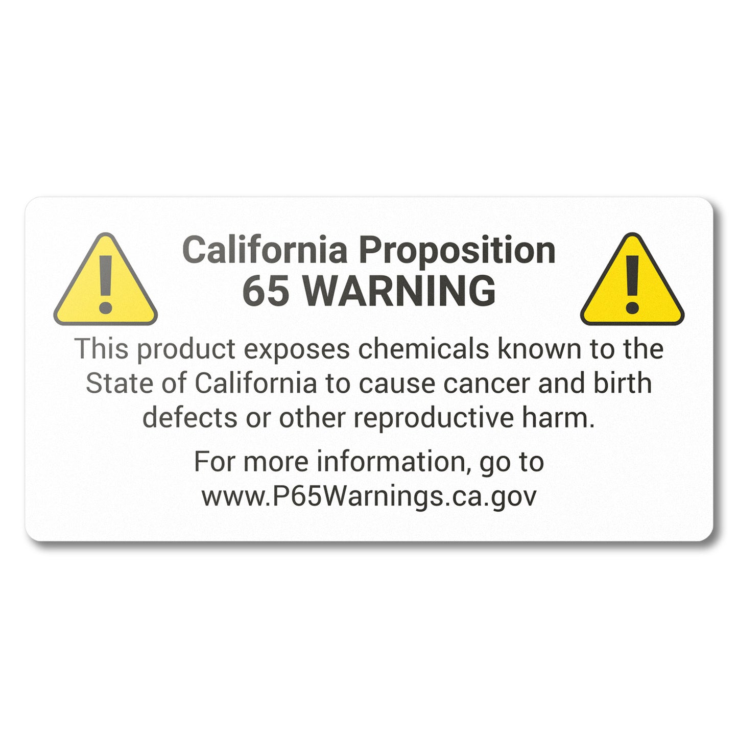 2 x 1in Stickers: California Proposition 65 Warning Labels