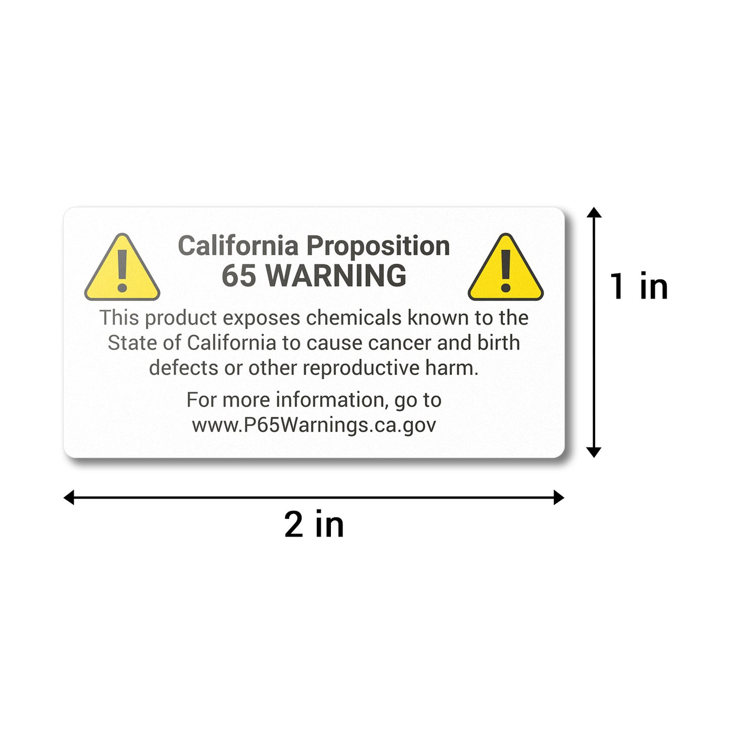 2 x 1in Stickers: California Proposition 65 Warning Labels