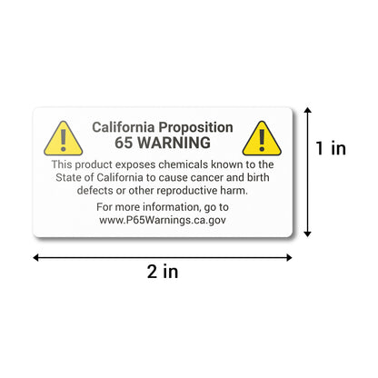 2 x 1in Stickers: California Proposition 65 Warning Labels