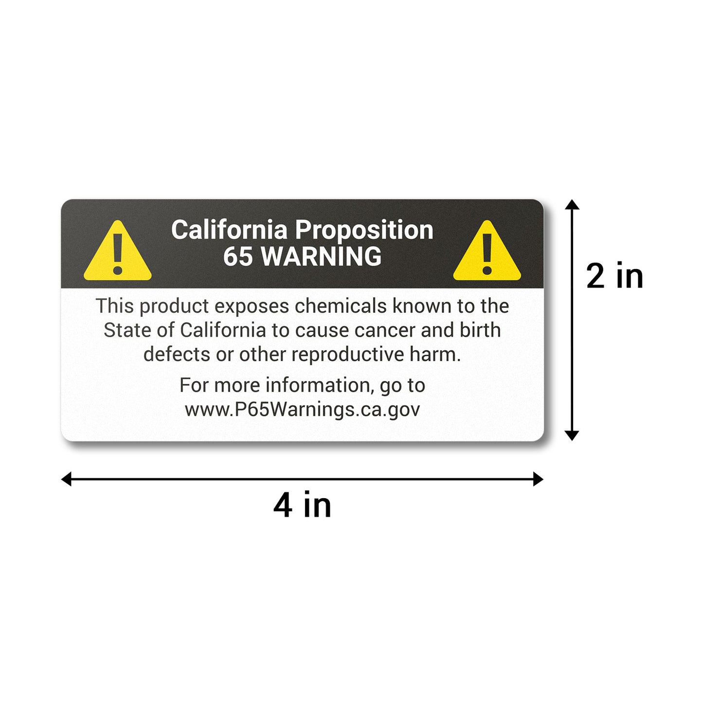 4 x 2in Stickers: California Proposition 65 Warning Label Roll
