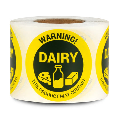 1.5 inch Dairy Warning Food Labels (Roll)