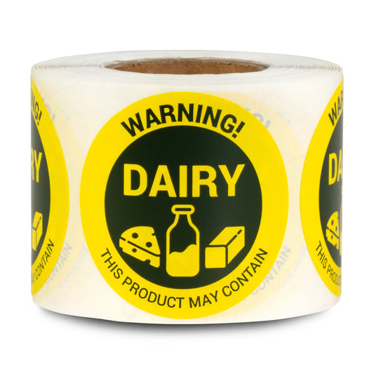 1.5in Stickers: May Contain Dairy Food Allergen Warning Labels