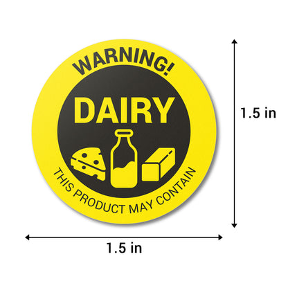 1.5 inch Dairy Warning Food Labels (Roll)