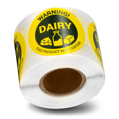 1.5 inch Dairy Warning Food Labels (Roll)