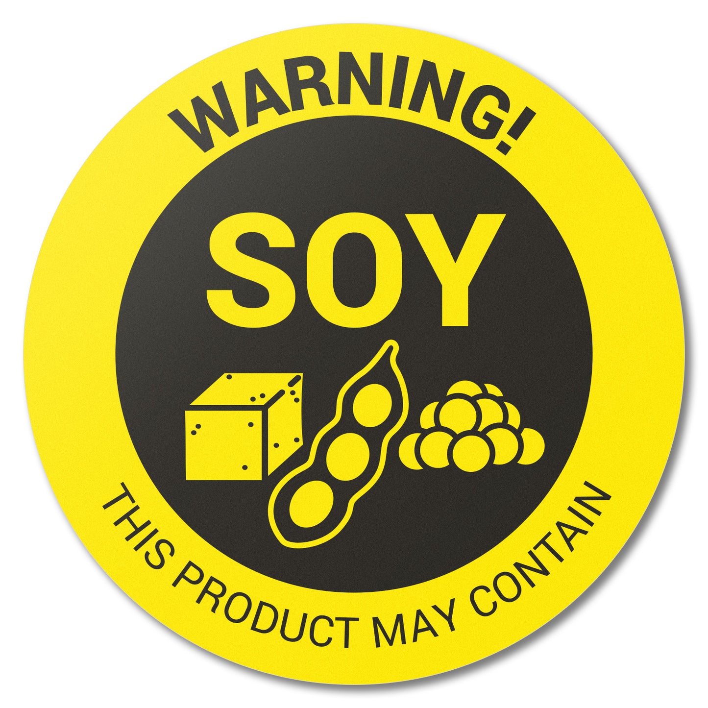 1.5 inch Soy Warning Food Labels (Roll)