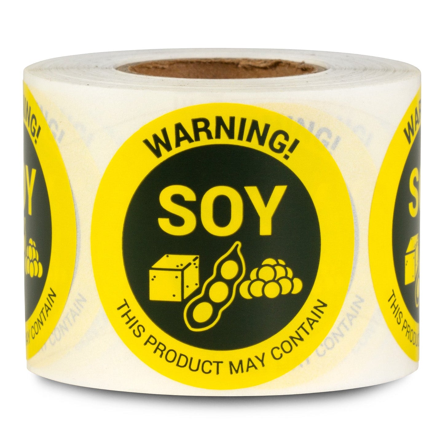 1.5 inch Soy Warning Food Labels (Roll)