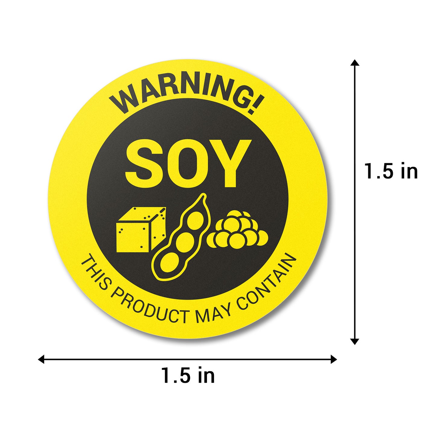 1.5 inch Soy Warning Food Labels (Roll)
