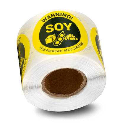 1.5 inch Soy Warning Food Labels (Roll)