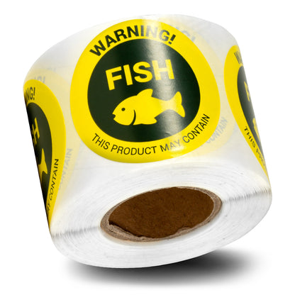 1.5 inch Fish Warning Food Labels (Roll)