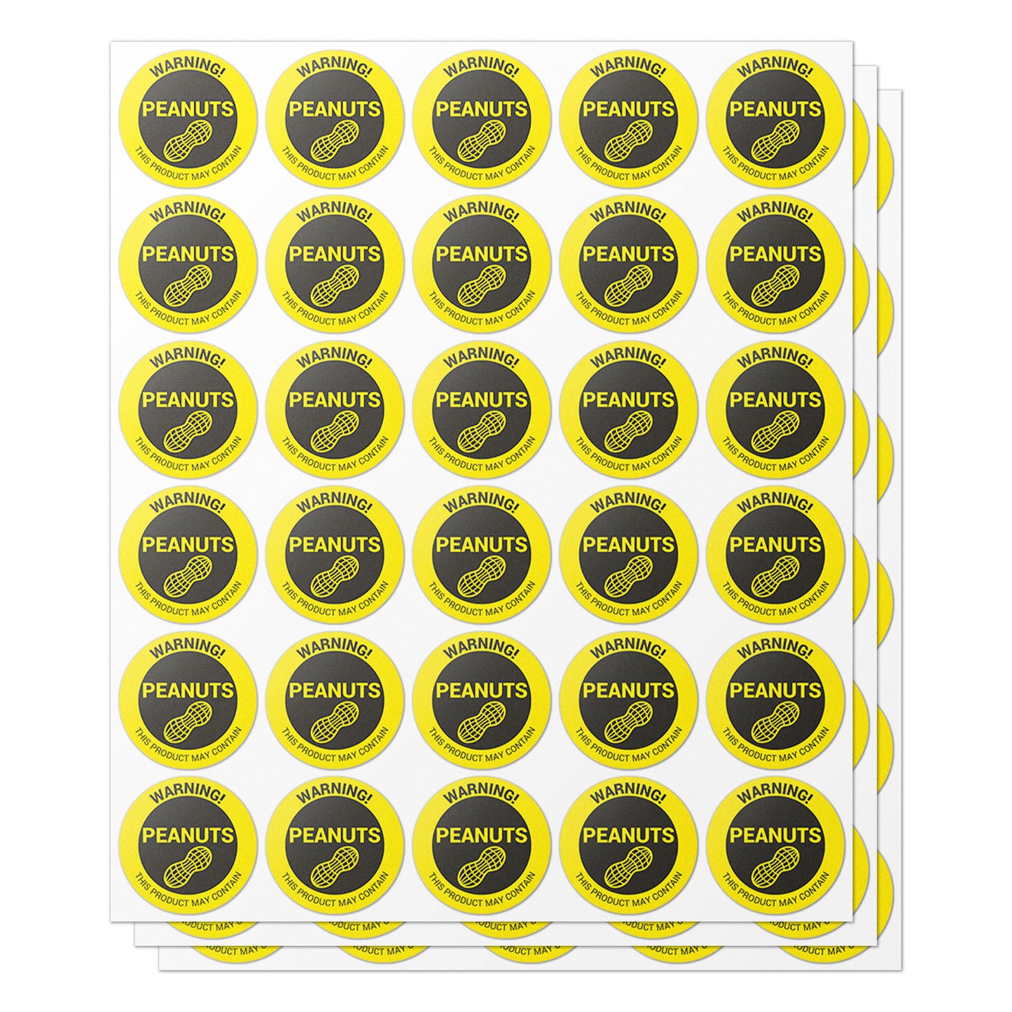 1.5 inch Peanuts Warning Food Labels (Roll)