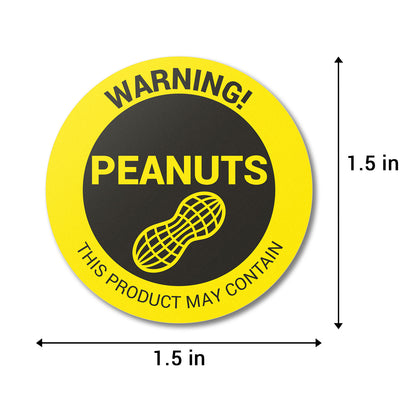1.5 inch Peanuts Warning Food Labels (Roll)