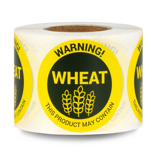 1.5in Stickers: May Contain Wheat Food Allergen Warning Labels