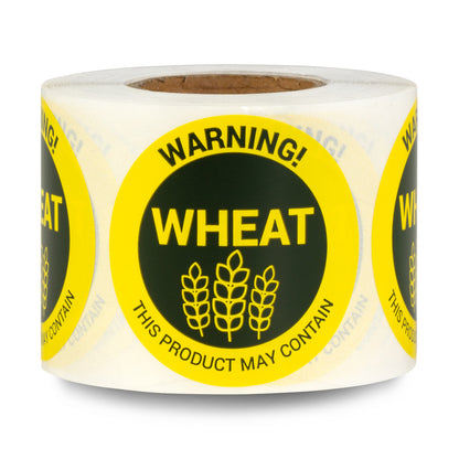 1.5 inch Wheat Warning Food Labels (Roll)