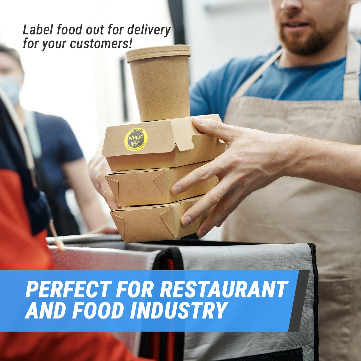1.5 inch Wheat Warning Food Labels (Roll)