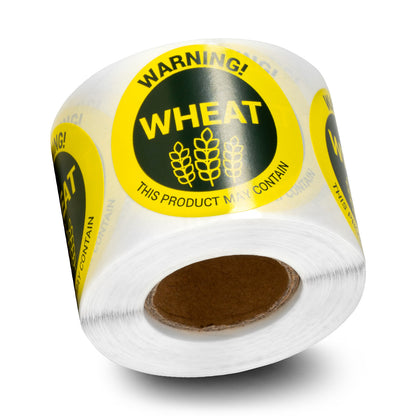 1.5 inch Wheat Warning Food Labels (Roll)