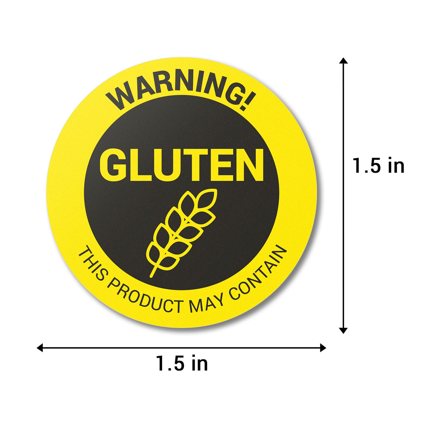 1.5 inch Gluten Warning Food Labels (Roll)