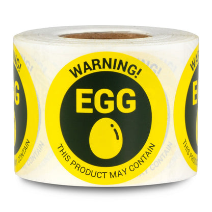 1.5 inch Egg Warning Food Labels (Roll)